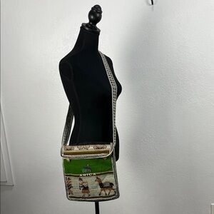 Women’s Bohemian Green Tan “Arica” Crossbody Bag Boho Casual Embroidered Chic